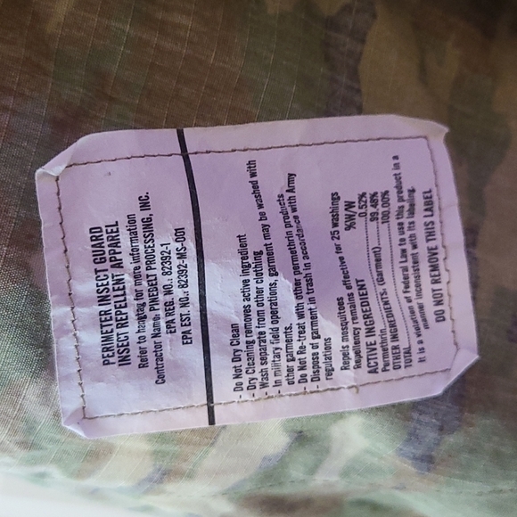 US Military Perimeter Insect Repellent Apparel Camo Perimeter Insect Guard Small - Picture 5 of 6